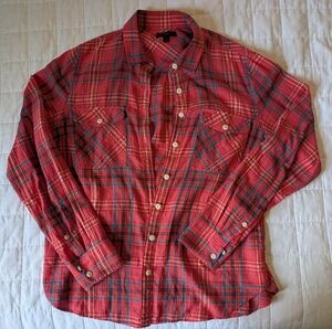 J. Crew Women's Red Plaid Long Sleeve Shirt